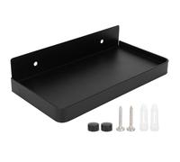 HERCHR Soporte para teléfono de Acero Inoxidable, Estante Flotante de Montaje en Pared con Tornillos, Mini Estante de Almacenamiento Antideslizante para teléfono, toallitas, baño, (Black)
