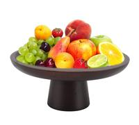 HERCHR Soporte redondo de madera para pedestal, frutero de madera para mostrador de cocina, soporte para pasteles de madera rústica, pequeño cuenco decorativo, de postre, para frutas, (Black)