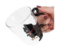 HERCHR Taza Bonita De Gato, 300 Ml Tazas De Té De Café, Taza De Gato, Transparente Con Asa De Cola De Gato Para Café, Leche, Té
