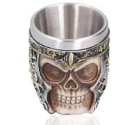 HERCHR Taza de cerveza con forma de calavera, forro de acero inoxidable, taza de Halloween, tazas de café de esqueleto medieval para hombres, café, padre