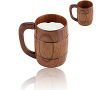 HERCHR Taza de cerveza de madera, taza de café de madera retro del viaje que acampa taza de consumición de las tazas de té con la manija