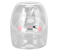 HERCHR Tazas bonitas, tazas de café de cristal de conejo, tazas de té de cristal de doble pared para café, leche, té, regalos de cumpleaños para niños, 300ml/10oz(Claro)