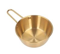 HERCHR Tazón de acero inoxidable con diseño único y simple, taza antiescaldaduras, recipiente para mezclar comida, utensilios con asa para acampar, senderismo, hogar (Oro)