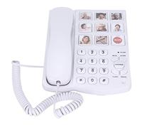 HERCHR Teléfono Fijo con Cable para Personas Mayores con Botones Grandes, 9 Teclas marcación rápida con Memoria para Fotos Amplificador Sonido Altavoz y Botones Emergencia SOS
