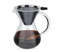HERCHR Verter sobre cafetera con filtro de acero inoxidable, goteador de café goteador de vidrio goteador de café con manija de mano para el hogar