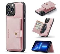 HERCN - Funda de Piel sintética para iPhone 13 Pro de 6,1 Pulgadas, Funda de teléfono móvil Funcional con pequeña Cartera magnética única. (Pink)