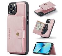 HERCN Funda para iPhone 14 6.1";Tarjetero extraíble -Pata de Cabra -Cubierta Funcional para teléfono Celular con Billetera pequeña magnética única (Rosa Claro)