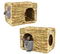 HERCOCCI Caseta de hierba extra grande para conejos, plegable y cómoda - Caseta para mascotas pequeñas, cama para heno para conejos, cobayas, hámsters, chinchilla (2 unidades)