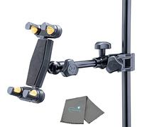 Hercules DG307B Adaptive Series 2 en 1 Soporte para smartphone y tableta, con tamaños de 6.1 a 13 pulgadas, se fija al escritorio, tubos redondos y cuadrados, con un paño de limpieza Lumintrail