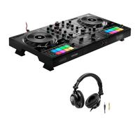 Hercules DJControl Inpulse 500 DJ - Controlador de software con auriculares Hercules HDP DJ60 cerrados para DJ