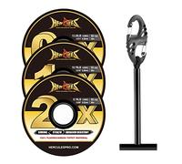 HERCULES Tippet de pesca con mosca, paquete de 3 con soporte para mosca, 0X1X2X - 55YDS, fluorocarbono