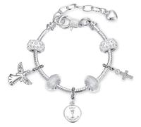 Herdear Pulsera con Dijes de First Holy Communion para Niñas Regalos de Primera Comunión Grabados Personalizados con Purpurina con Colgante (Estilo Moderno)