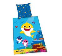 Herding Baby Shark - Juego de Ropa de Cama (algodón, 80 x 80 cm, 135 x 200 cm), Color Azul
