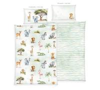 Herding Babybest Safari - Juego de Ropa de Cama de Franela, Funda de Almohada de Aprox. 40 x 60 cm, Funda nórdica de 100 x 135 cm, con Solapa de sobre y Solapa de botón, 100% algodón/Franela