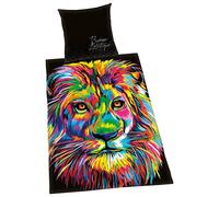 Herding Bureau ARTISTIQUE - Juego de Funda nórdica Reversible de 135 x 200 cm y Funda de Almohada de 80 x 80 cm, algodón y satén