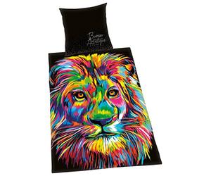 Herding Bureau ARTISTIQUE - Juego de Funda nórdica Reversible de 135 x 200 cm y Funda de Almohada de 80 x 80 cm, algodón y satén
