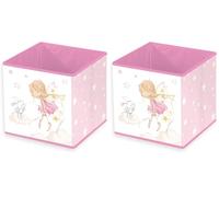 Herding Caja de almacenamiento, polipropileno, rosa/blanco, aprox. 30 x 30 x 30 cm (Paquete de 2)