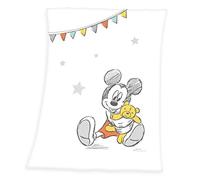 Herding Disney Mickey Mouse - Manta para bebé, 75 x 100 cm, poliéster Suave, Color Blanco