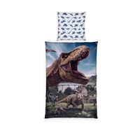 Herding Juego de Cama Jurassic World, Funda de Almohada de Aprox. 80 x 80 cm, Funda nórdica de 135 x 200 cm, con Cremallera y diseño Reversible, 100% algodón/Renforcé