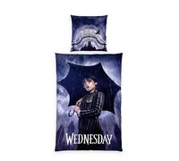 Herding Juego de Cama Wednesday con Funda de Almohada de 80 x 80 cm, Funda nórdica de 135 x 200 cm, con Cremallera de Marca, 100% algodón Reforzado