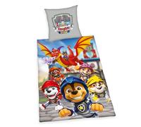 Herding Juego de Ropa de Cama de la Patrulla Canina, Funda de Almohada de 80 x 80 cm, Reversible, Funda nórdica de 135 x 200 cm, con Botones, 100% algodón