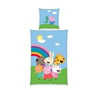 Herding Juego de Ropa de Cama de Peppa Pig con Funda de Almohada de 80 x 80 cm con diseño Reversible, Funda nórdica de 135 x 200 cm con Cremallera, 100% algodón, Renforcé