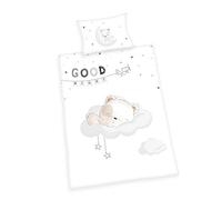 Herding Juego de Ropa de Cama Infantil, diseño Reversible de Oso Durmiente, Funda nórdica de 100 x 135 cm, Funda de Almohada de 40 x 60 cm, Franela