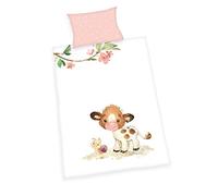 Herding Juego de Ropa de Cama Sweet Little Becerro Made in Green by Oeko Tex, Funda de Almohada de Aprox. 40 x 60 cm, Funda de edredón Aprox. 135 x 100 cm, con Cierre de botón, 100% algodón/Franela