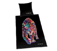 Herding Juego de sábanas de algodón, Negro, 80 x 80 cm, 135 x 200 cm