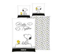 Herding Peanuts Ropa de cama lisa Better Together Snoopy Woodstock 100% algodón, cremallera de marca, 135 x 200 cm, todo en uno Outlet-24
