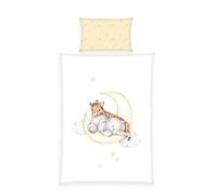 Herding Ropa de Cama Baby Best de Franela durmiendo en la Luna, Fabricada en Verde por Oeko Tex, Funda de Almohada de 40 x 60 cm con Funda de Hotel, Funda nórdica de 100 x 135 cm con Cierre de