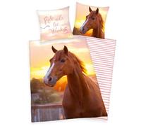 Herding Ropa de cama con caballo 135 x 200 cm 80 x 80 cm 100% Algodón