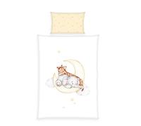 Herding Ropa de Cama de Franela Baby Best Sleeping on The Moon, Fabricada en Verde por Oeko Tex, Funda de Almohada de 40 x 60 cm con Funda de Hotel, Funda nórdica de 100 x 135 cm con Cremallera Lisa,
