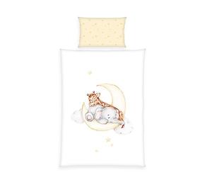 Herding Ropa de Cama de Franela Baby Best Sleeping on The Moon, Fabricada en Verde por Oeko Tex, Funda de Almohada de 40 x 60 cm con Funda de Hotel, Funda nórdica de 100 x 135 cm con Cremallera Lisa,
