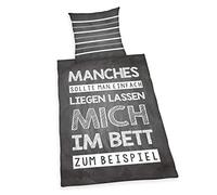 Herding Sayings - Juego de Ropa de Cama Reversible, Funda de Almohada de 80 x 80 cm, Funda nórdica de 135 x 200 cm, algodón/renforcé, Gris/Blanco