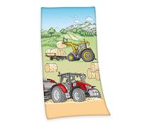 Herding Toalla de terciopelo con diseño de tractor 100% algodón 75 x 150 cm Multicolor