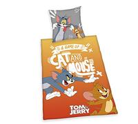 Herding Tom & Jerry - Juego de Funda nórdica y Funda de Almohada (80 x 80 cm, Funda nórdica de 135 x 200 cm, Cierre de Cremallera, algodón Reforzado)