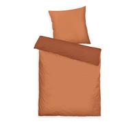 Herding TOM Tailor Bettwäsche Two-Tone Solid Colors Warm Coral, 80 x 80 cm + 155 x 220 cm, 100% Baumwolle/Satin, mit Doppelnaht Am Kissen, Wendemotiv und farbigem Markenreißverschluss