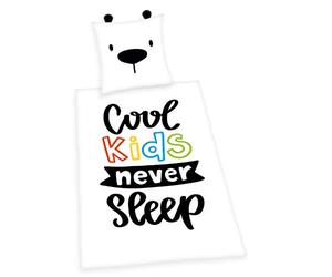 Herding Young Collection Cool Kids Never Sleep - Juego de Ropa de Cama (80 x 80 cm, Funda nórdica de 135 x 200 cm, Cierre de Cremallera)