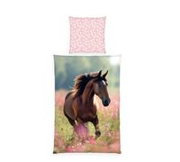 Herding Young Collection - Ropa de Cama con diseño de Caballo, Funda de Almohada de 80 x 80 cm, Funda nórdica de 135 x 200 cm, con Cremallera de Marca, 100% algodón/Renforcé