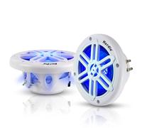 Herdio 5.25" 250W Marine Speakers - IP66 Waterproof Coaxial Audio, with Blue LED Light for Boats, ATVs, UTVs with UV Resistant White Grille (A Pair)