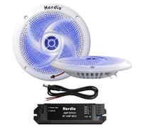 Herdio 5.25 Inch Bluetooth Marine Speakers, Low Profile Slim Design with LED Lights,160W 2-Way Weather Resistant Outdoor Audio, Suitable for Boat, RV, UTV, ATV, Golf Cart, 2 Pack White