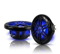 Herdio 8" 450W Marine Speakers - IP66 Waterproof Coaxial Audio, with Blue LED Light for Boats, ATVs, UTVs with UV Resistant Black Grille (A Pair)