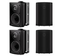 Herdio Altavoces de Exterior Compatible con Bluetooth Impermeables de 4 Pulgadas y 400 Vatios para Jardín, Patio, Restaurante (2 Pares/Negro)