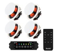 Herdio Altavoces de Techo 4 Pulgadas - Potencia Máxima 240 Vatios, 2 Vías, Montaje Empotrado, Altavoz Pasivo Baño, Cocina, Sala de Estar, Oficina (1 Par)