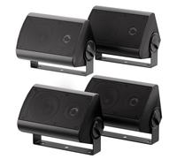Herdio Altavoces para Exteriores de 4 Pulgadas con Graves Potentes, Altavoz de Montaje en Pared Impermeable, Durabilidad para Todo Tipo de Clima para Patio, Fiesta en casa 400 W (2 Pares, Negro)