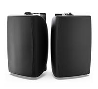 Herdio Altavoz exterior de 8 pulgadas con cable impermeable de 200 W con graves potentes, montaje en pared para patio, garaje, terraza cubierta (negro)