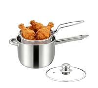 Herdplatten-Mini-Fritter - Freidora aus Edelstahl mit Frittierkorb Edelstahl 2,5 Liter - Mini Freidora mit Korb | zum Kochen von Hähnchen, Fisch und mehr für Partys
