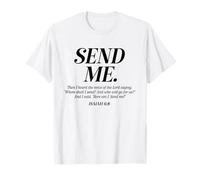 Here Am I Send Me Isaías 6:8 Verso de la Biblia Cristiana Hombres Mujeres Camiseta
