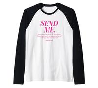Here Am I Send Me Isaías 6:8 Verso de la Biblia Cristiana Hombres Mujeres Camiseta Manga Raglan